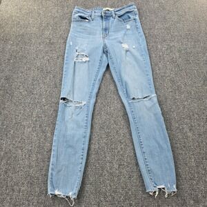 Levi's 721 High‎ Rise Skinny Jeans Size 28 Ripped Distressed Light Wash Denim